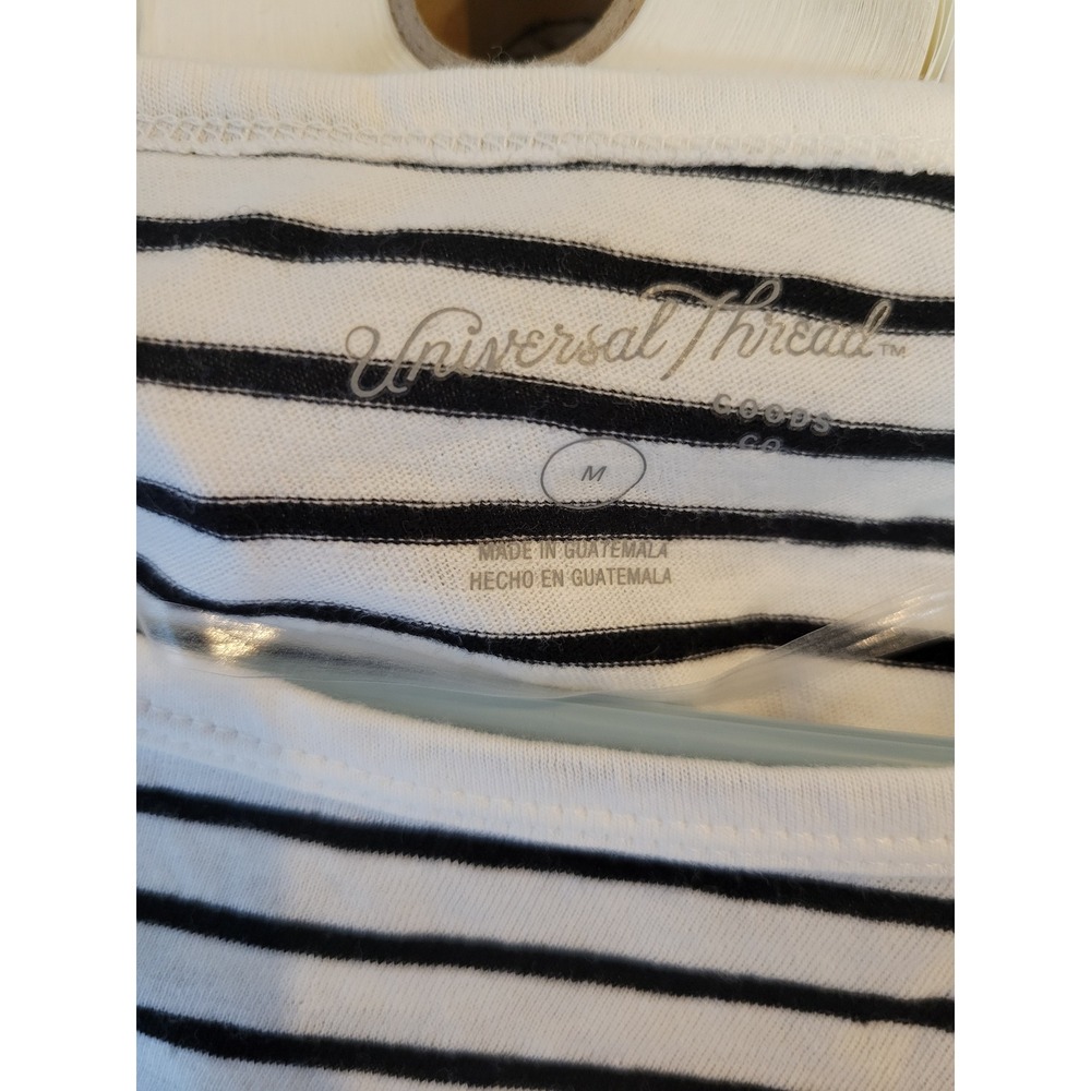 Universal Thread Cream Black Striped Long Sleeve Scoop Neck T-Shirt M NWT 1613 - Picture 5 of 5